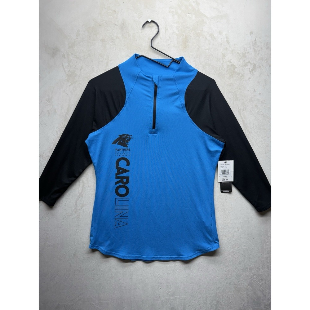 NWT G-III NFL Carolina Panthers 1/4 Zip Women M Blue 3/4 Sleeve Raglan Pullover